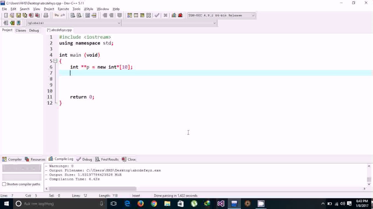 Dynamic Memory 2D Array - YouTube