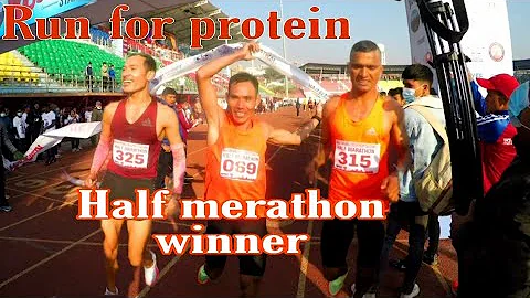 Run for protein || Half merathon finishing line|| dasarath rangasala Kathmandu,nepal