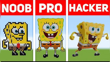 NOOB VS PRO VS HACKER Minecraft Pixel Art ✨| SpongeBob