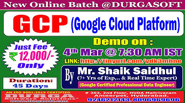 GCP (Google Cloud Platform) Online Training @ DURGASOFT
