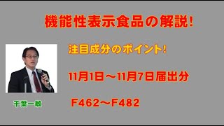 【機能性表示食品】注目の成分をわかりやすく解説　11月1日～11月7日届出（F462～F482）