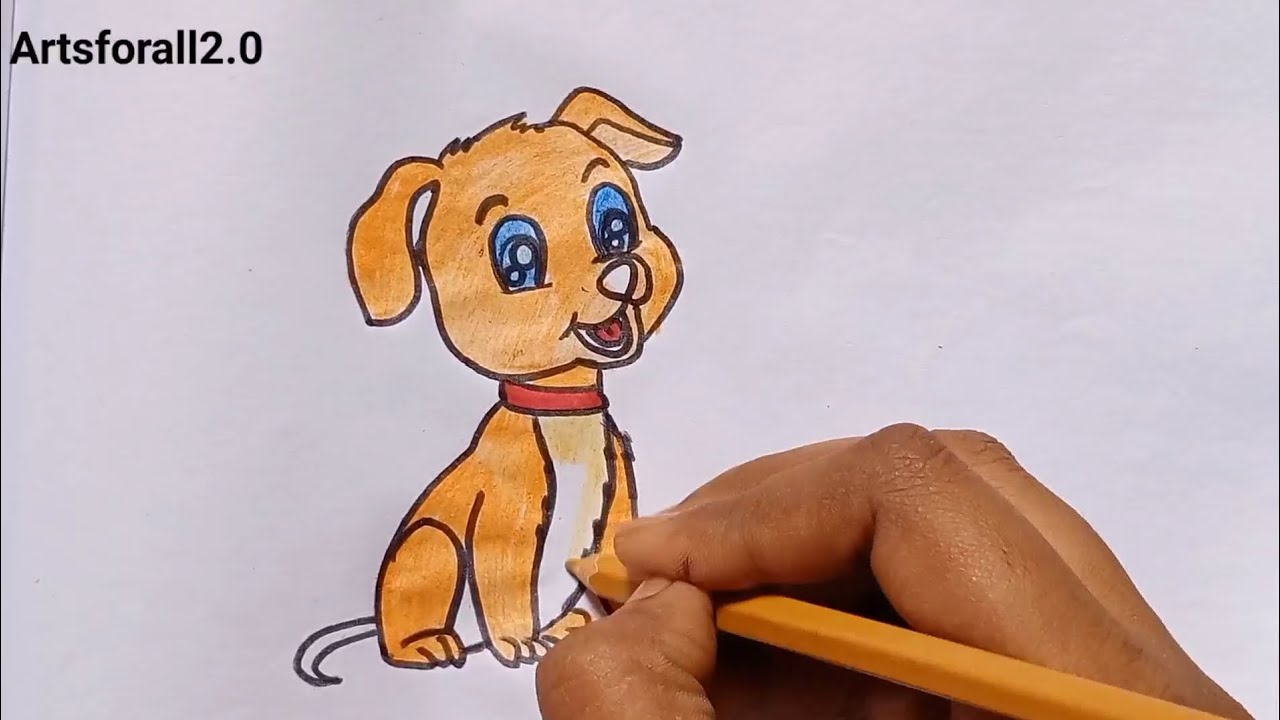 how to draw dog drawing step by step 