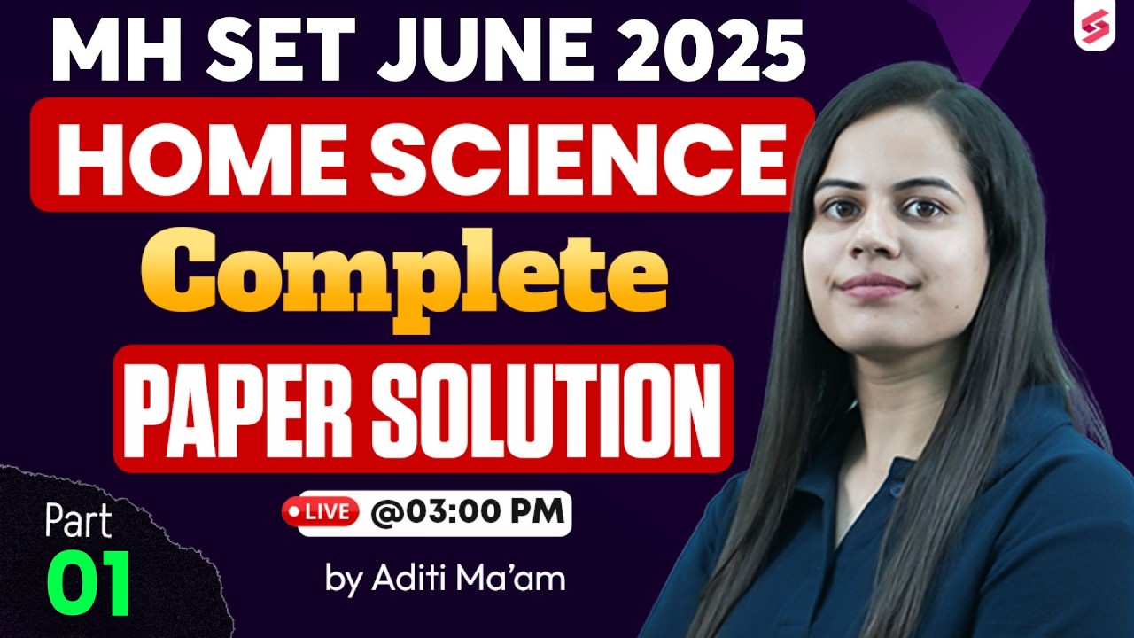 MH SET Home Science Question Paper 2025 | MH SET Home Science Previous Year Questions By Aditi Ma'am