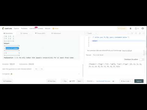 Leetcode | sql - 8 |Consecutive Numbers #leetcode #sql #bigdata