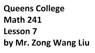 Queens College Math 241 Lesson for Wednesday, July 8