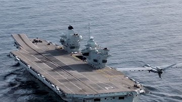 First Takeoff & Landing by GA-ASI Mojave UAS from HMS Prince Of Wales Aircraft Carrier