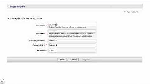 Registering for PearsonSuccessNet