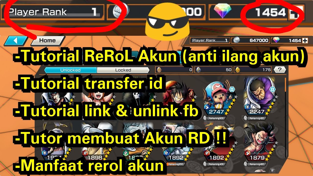 TUTORIAL REROLL one piece bounty rush DENGAN BAIK DAN BENAR CARA