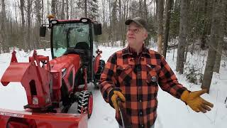 740 Blading Driveway Ice. Kubota LX2610 Tractor. LX2980 Snowblower. RB1672 Rear Blade.  4K