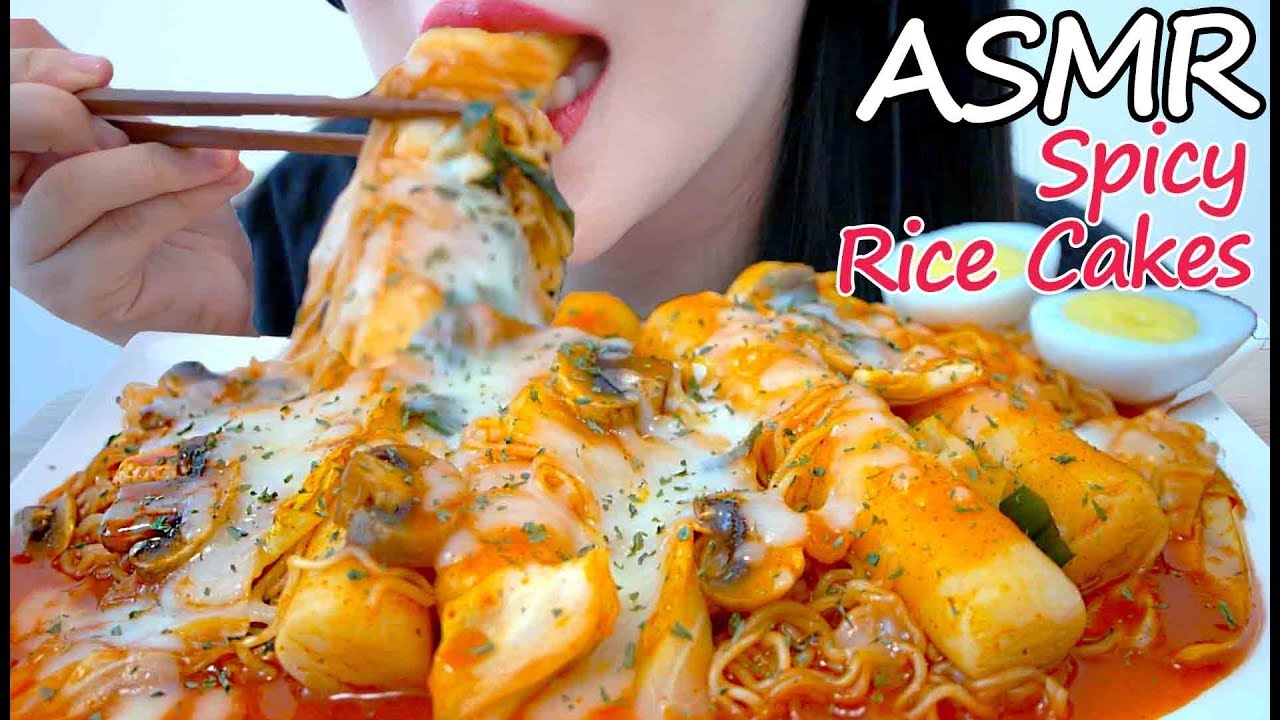 통 가래떡 치즈 떡볶이 리얼사운드 먹방 ASMR Cheesy Spicy Rice Cakes (Eating Sounds) No Talking