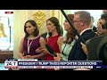 Pres  Trump answers reporter questions in the Oval Office