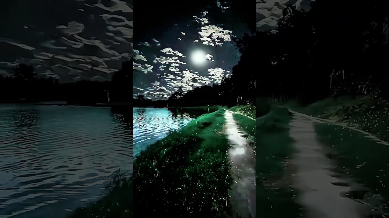 Moonlight Nature 4K 🌙 Relaxing Night Scenery & Beautiful Mountains #shorts