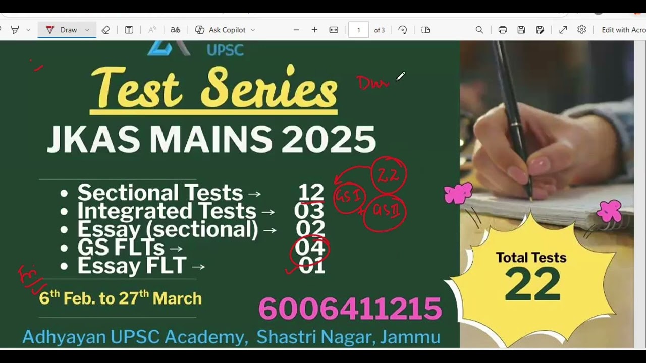 JKAS 25(M) Test Series.  Offline+Online. 6006411215  