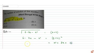 No of solution of equation `sqrt(6-4x-x^2)=x+4` is