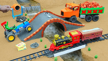 DIY Mini Tractor Builds Strong Brick & Concrete Bridge for Heavy Trucks