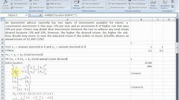 Solving a System of Linear Equations using Matrices in Excel