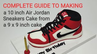 How to make a 10 inch Air jordan sneaker cake from a 9 x 9 inch cake.