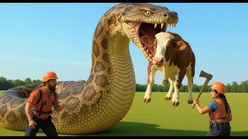 Heartbreaking: Giant Python Attacks Cow - Heroes Risk Everything to Save Her! 😭🐍