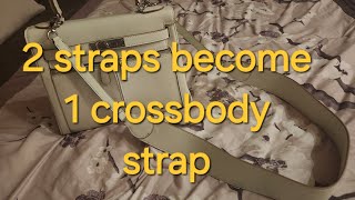Joining two leather shoulder straps to become a crossbody strap