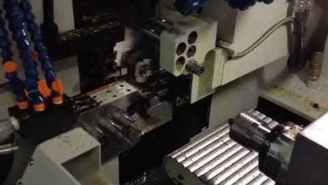 Swistek AS20T Swiss Type CNC Running as a Hybrid Chucker Type