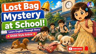 Lost Bag Mystery at School! 🎒🔍 | Learn English Through Story | Ghibli-Style Anime