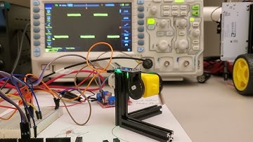 Oscilloscope Measuring Noisy Pulses Generated by the Arduino Encoder ( LM393) and Spinning Wheel