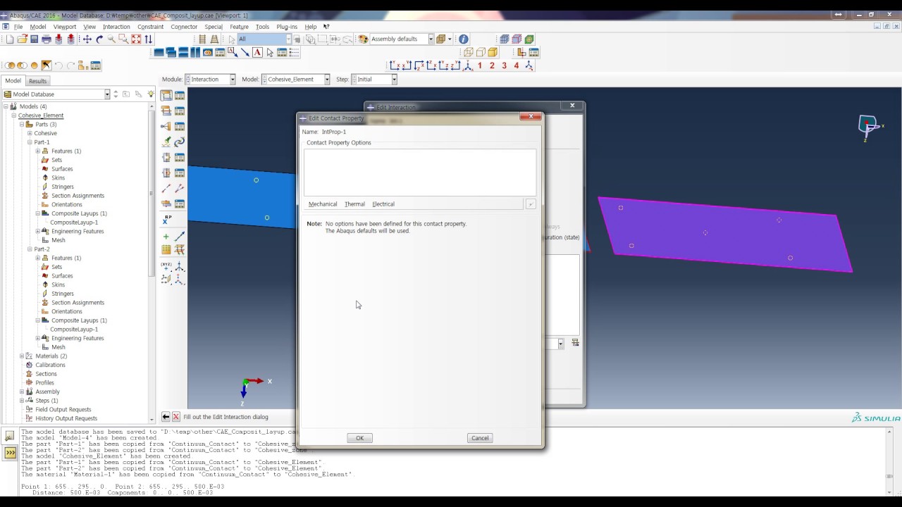 Cohesive Contact in abaqus composite 01 YouTube