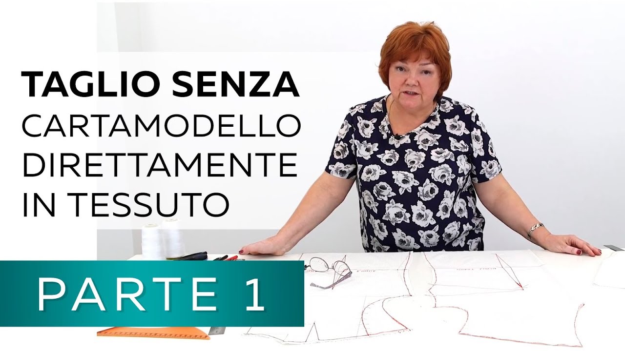 Taglio senza cartamodello direttamente in tessuto. Costruzione base corpino con spalla scesa Parte 1