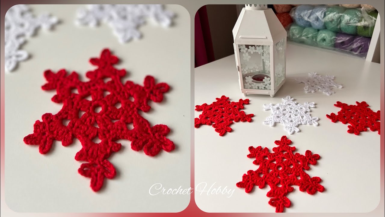 Kolay Tığ işi Örgü Kar Tanesi Yapımı / Easy Crochet Snowflake Christmas Ornaments / ideas