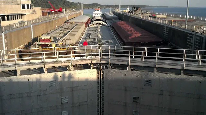 Barge Moving Through Kentucky Dam Lock System