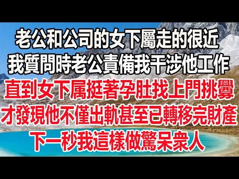 老公和公司的女下屬走的很近，我質問時老公責備我干涉他工作，直到女下属挺著孕肚找上門挑釁，才發現他不僅出軌甚至已轉移完財產，下一秒我這樣做驚呆衆人#爽文 #情感故事#深夜讀書#人生感想#幸福人生#顧亞男