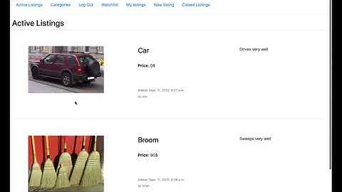 cs50 project2 commerce // video