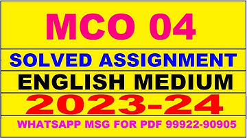 mco 04 solved assignment 2023-24 | mco 4 solved assignment in english 2024 | mco 4 2024