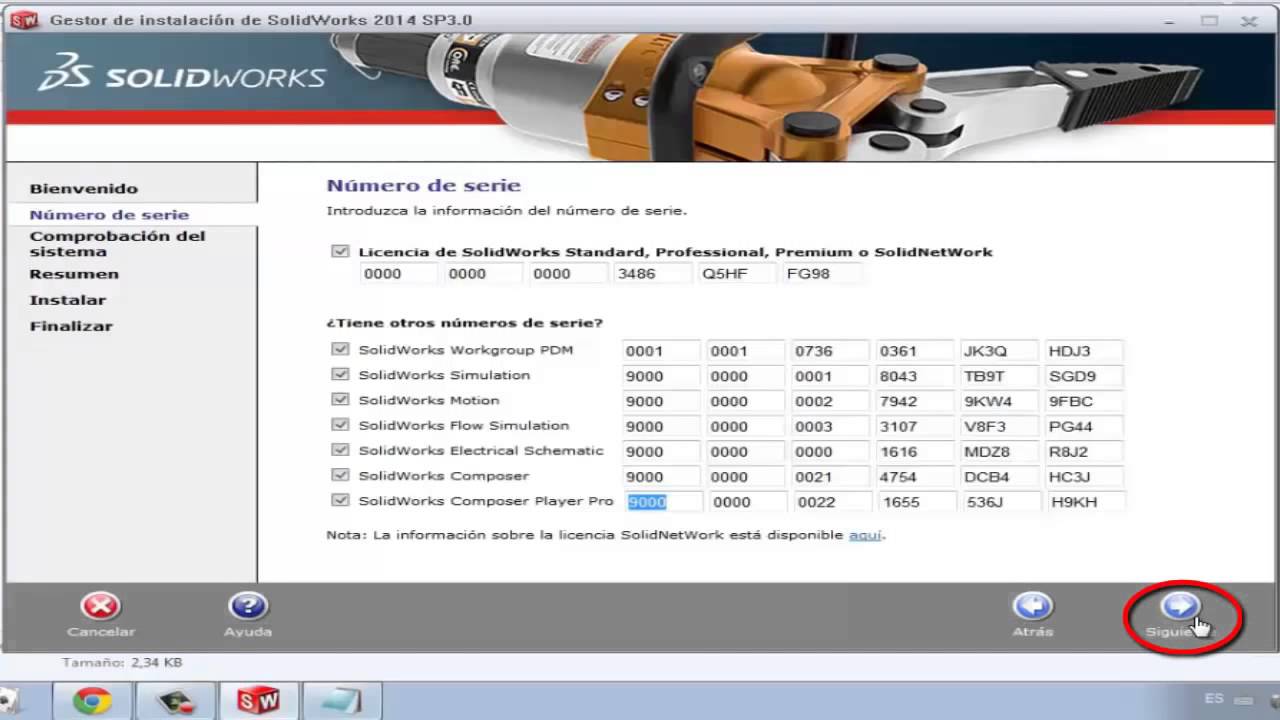 serial number solidwork 2016