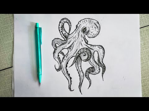 How To Draw An Octopus Step By Step Drawing A Octopus Realistic Easy Drawing Tutorials