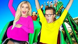 My FIRST Roller Coaster PREGNANT! (Pregnancy Challenge for Mystery Clue) | Rebecca Zamolo