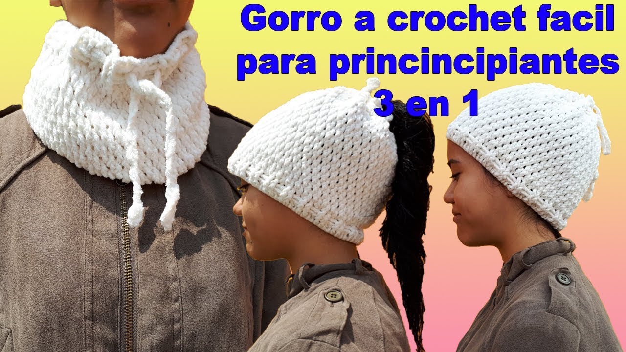 Gorro tejido a crochet / 3 en 1 / / gorro gorro coletero / tejido a - YouTube