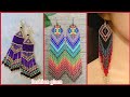 Long Fringe Glass Beads Earrings/Seed Beads Earrings/Native American Ethnic Style Beaded Earrings