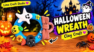 👻 This Spooky Wreath Is Made of Clay! | DIY Halloween Wreath Tutorial | Air Dry Clay Craft