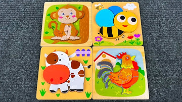 Best Learn Shapes with Animals Shape Matching Puzzle | Preschool Toddler Learning Kids Toy Video