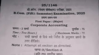 MGKVP B.Com 5th Sem Corporate Accounting || Question Paper 2024 || Important PYQs &amp; Solutions
