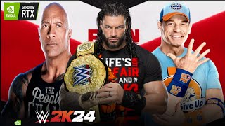 John Cena vs Roman Reigns vs The Rock  | triple threat Match - RTX 3060Ti | WWE 2k24 Gameplay