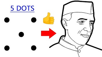 Turn 5 dots into Pandit Jawaharlal Nehru drawing easy - How to draw jawaharlal nehru outline easy