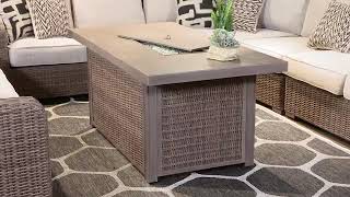 Beachcroft Beige Outdoor Rectangular Fire Pit Table from Signature Design by Ashley