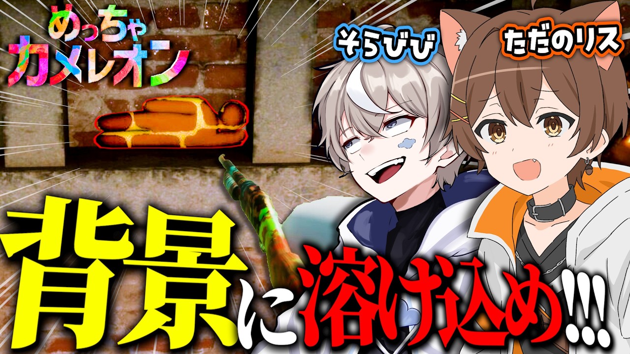 "体に絵を描いて" かくれんぼするゲーム、いきます。【めっちゃカメレオン】with そらびび