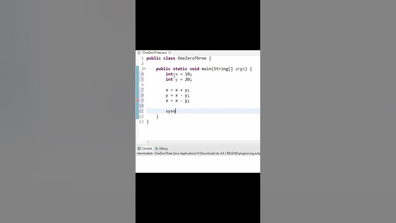 Swap 2 numbers in java without using the 3rd variable. - YouTube