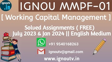 IGNOU MMPF-001 July 2023 & Jan 2024 Solved Assignment  [FREE] || IGNOU MBA || IGNOU TV || IGNOU ||