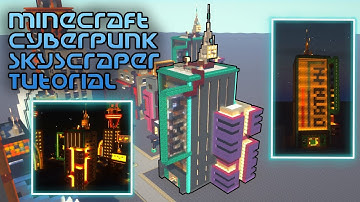 Easy Minecraft CYBERPUNK SKYSCRAPER Tutorial - How to build a Cyberpunk 2077 base in Minecraft
