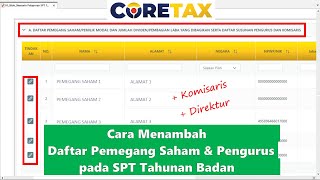 Download Lagu Cara Menambah Daftar Pemegang Saham dan Pengurus pada SPT Badan di Coretax MP3