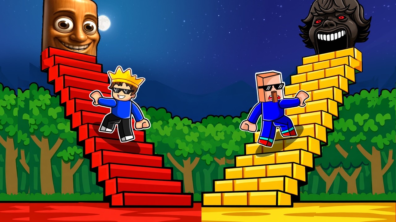 ALPHA AND RICH VILLAGER SCARY BRAINROT'S HEAD STAIRS CHALLENGE IN ROBLOX !!